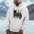 Floral Cat Reading Book Kitten Illustration Men Hoodie Floral Cat Reading Book Kitten Illustration Men Hoodie