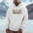 Teacher Gnome Motif Floral Stack Of Books Decor Cute Reading Men Hoodie