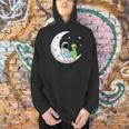 Astronaut And Alien Reading On Moon Space Book Lover Sci Fi Men Hoodie