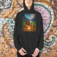 Bigfoot And Alien Reading Books Campfire Halloween Men Hoodie