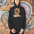 Cute Dog Reading Book Bandana Pup Reader Men Hoodie