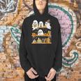Cute Halloween Ghost Bookshelf Cat Book Lover Men Hoodie Cute Halloween Ghost Bookshelf Cat Book Lover Men Hoodie