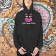 Cute Kitty Face Coffee Books & Cats Men Hoodie