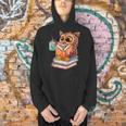 Cute Owl Reading Book And Drinking Tea Reading Rat Bookworm Men Hoodie