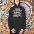 Easily Distracted By Books And Dogs Reading Dog Lovers Men Hoodie