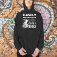 Easily Distracted By Cats And Books Books Cat Book Lover Men Hoodie