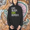 Eat Sleep Edit Repeat Editor Editing Video Film Book Men Hoodie