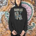 Football Skeleton Reading On Book Stack Men Hoodie