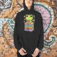 Frog Reading Books Bookworm Librarian Men Hoodie