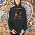 Life Is Better With Cats And Books Cute Cat Lover For Men Women Kids Men Hoodie
