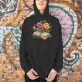 Open Book With Wildflowers Vintage Botanical Reading Men Hoodie Open Book With Wildflowers Vintage Botanical Reading Men Hoodie