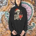 Skeleton Reading Book Christmas Teacher Librarian Book Lover Men Hoodie