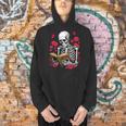 Skeleton Reading Book Lover Floral Flowers Bookish Bookworm Men Hoodie