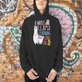 A Whole Llama Learning Going On Book Reading School Llama Men Hoodie