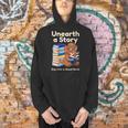 Women's Unearth A Story Reading Mammoth Prehistoric Book Librarian Men Hoodie