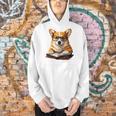 Cute Dog Corgi Reading Book Men Hoodie