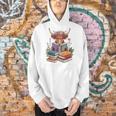 Cute Highland Cow With Book Floral Bookworm Librarian Book Men Hoodie Cute Highland Cow With Book Floral Bookworm Librarian Book Men Hoodie