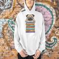 Cute Pug Dog Reading Book On Pile Of Books Men Hoodie Cute Pug Dog Reading Book On Pile Of Books Men Hoodie