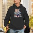 Cute Cat Wearing Glasses Reading a Book Men Hoodie