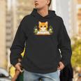 Orange Cat Reading Book Flowers Men Hoodie