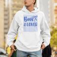 Coquette Book Lover Preppy Blue Stripes Bookworm Reading Men Hoodie