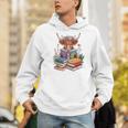 Cute Highland Cow With Book Floral Bookworm Librarian Book Men Hoodie Cute Highland Cow With Book Floral Bookworm Librarian Book Men Hoodie