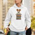 Cute Jack Russel Dog Reading On Pile Of Books Premium Tri-Blend Men Hoodie