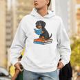 Dachshund Dog With Glasses Reading Book Librarian Men Hoodie Dachshund Dog With Glasses Reading Book Librarian Men Hoodie