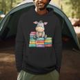 Adorable Donkey With Heart Sitting On Colorful Book Stack Men Hoodie Adorable Donkey With Heart Sitting On Colorful Book Stack Men Hoodie