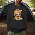 Baby Sloth Open Book Reading Animal Lover Graphic Portrait Men Hoodie