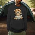 Baby Turtle Open Book Reading Animal Lover Graphic Portrait Men Hoodie