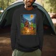 Bigfoot And Alien Reading Books Campfire Halloween Men Hoodie