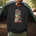 Book Stack With Flowers Reading Lover Bookish Men Hoodie