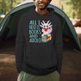 Books And Axolotl Kawaii Animal Axolotls Lover Owner Graphic Men Hoodie