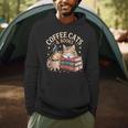 Cozy Reading Cat Coffee And Books Lover Artwork Men Hoodie