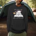 Cute Cat Book Reading Coffee Men Hoodie