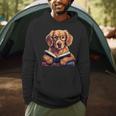 Cute Dog Golden Retriever Reading Book Men Hoodie
