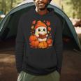 Cute Ghost Reading Book Autumn Pumpkins Cat Coffee Halloween Men Hoodie Cute Ghost Reading Book Autumn Pumpkins Cat Coffee Halloween Men Hoodie