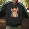 Cute Highland Cow Reading Book Men Hoodie