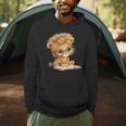 Cute Lion Cub Reading Book With Headwrap Men Hoodie