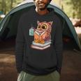 Cute Owl Reading Book And Drinking Tea Reading Rat Bookworm Men Hoodie