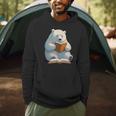 Cute Polar Bear Is Reading a Book Reading Polar Bear Men Hoodie