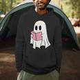 Cute Retro Reading Book Library Ghost Costume Men Hoodie
