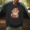 Cute Shiba Inu Mushroom Hat Reading Book Art Men Hoodie