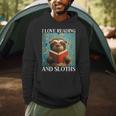 Cute Sloth Reading Book School Librarian Teacher Student Men Hoodie