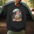 Cute Summer Relaxing Gnome Art For Book Lovers Men Hoodie