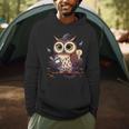 Cute Wizard Owl Reading Book Magic Candle Men Hoodie