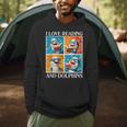 Dolphin Love Reading And Dolphins Child Book Lover Men Hoodie Dolphin Love Reading And Dolphins Child Book Lover Men Hoodie