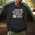 Easily Distracted By Books And Dogs Dog Parent Bibliophile Men Hoodie