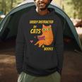 Easily Distracted By Cats And Books For Cat And Book Lover Men Hoodie